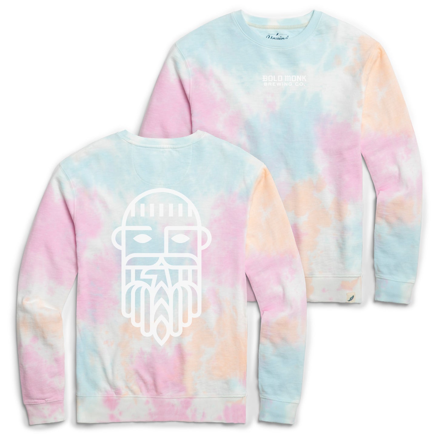 Bold Monk Crew Sweatshirt in Cotton Candy Tie Dye