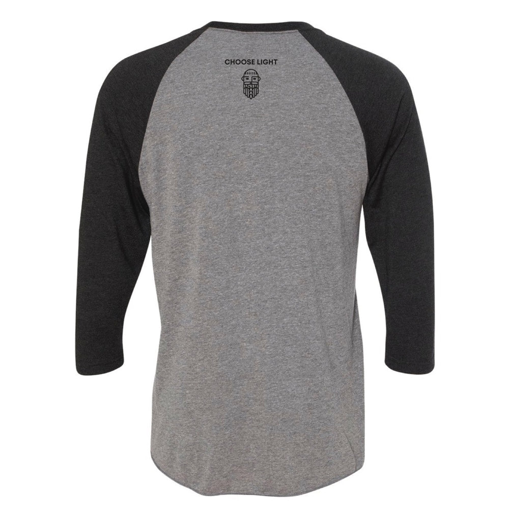 "Choose Light" Raglan T-shirt in Black and Grey